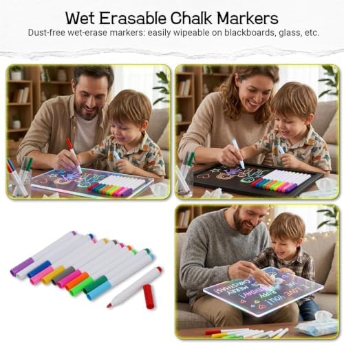 12 PCS White Liquid Chalk Markers, Fine Tip Neon Erasable Pens - Image 5