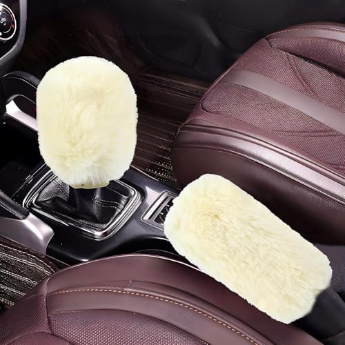 Hovom 2PCS Fluffy Car Gear Shift Knob Cover & Handbrake Cover by Hovom