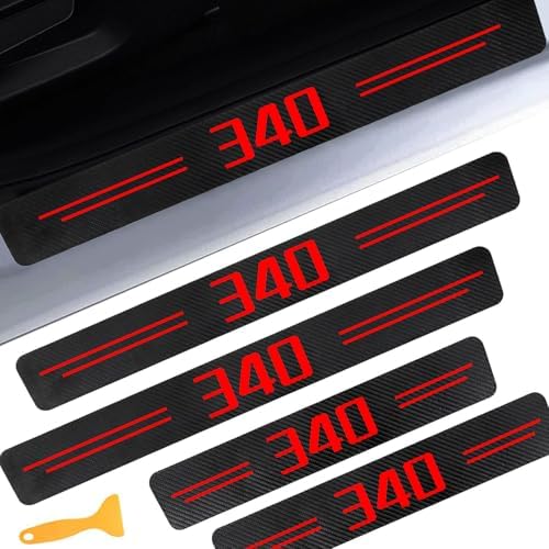 Door Sill Protectors for 3-Serie M340i, Carbon Fiber Leather Front/Rear Door by CHIYLE