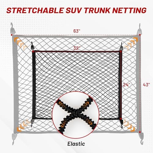 RED WOLF Elastic Cargo Net for SUV Rear Trunk Bed Netting Cover Net Stretchable - Image 3
