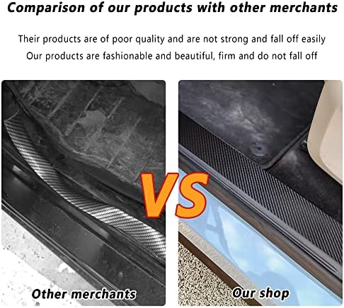 5Pcs Car Door Sill Protector, Carbon Fiber Threshold Anti-Scratch Sticker Door - Image 4