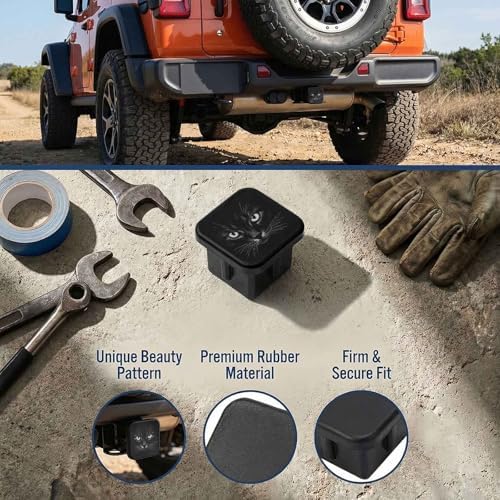 2 Inch Black Cat Trailer Hitch Cover Rubber Receiver Tube Plug Cap, Tow Hitch - Image 3