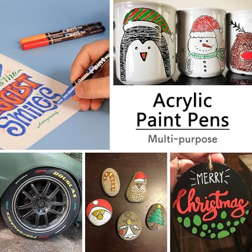 Overseas 2 Pack Green Acrylic Paint Pens Paint Markers Extra Fine Tip - Image 3