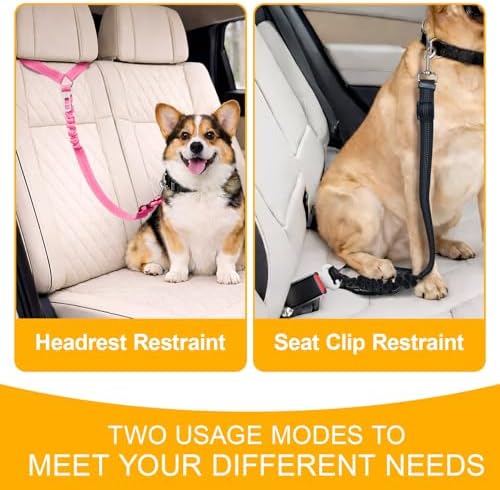 2-Pack Dog Car Seat Belt, 3-in-1 Headrest-Mounted Dog Seatbelt - Image 5