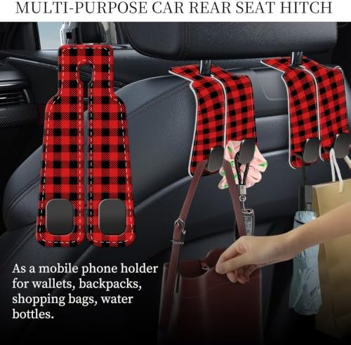PU Leather Car Seat Hook, Storage Headrest Hanger, Cute Car Backseat Organizer - Image 3