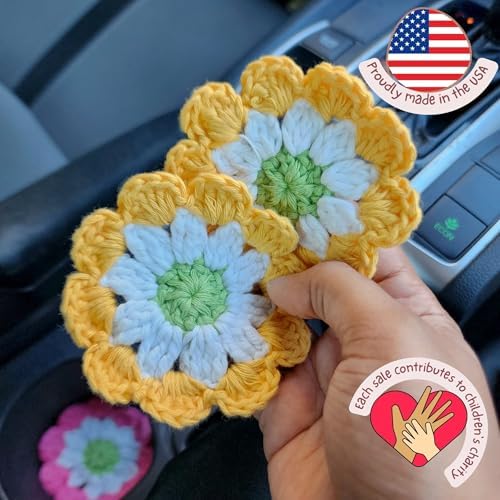 Cotton Car Coasters 2pc Car Cup Coasters Cute car Accessories - Image 2