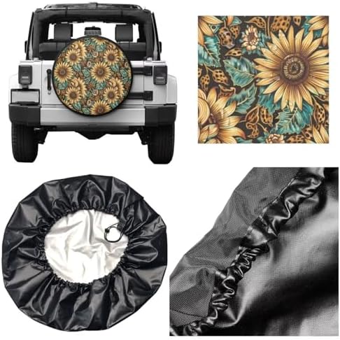 Sunflower Aztec Tire Covers Boho Leopard Heavy Duty Wheel Protectors - Image 3