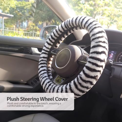 Fluffy Steering Wheel Cover 3PCS Set – Plush Fuzzy Fur Steering Wheel Cover - Image 4