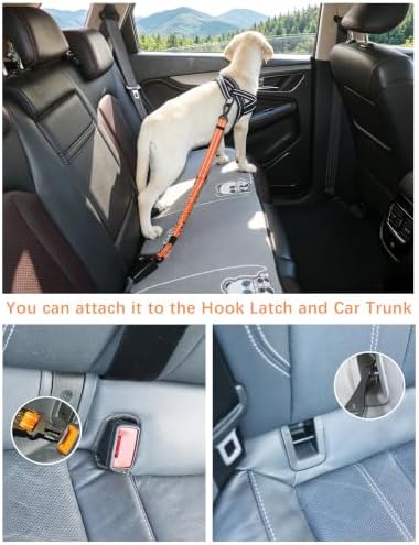 AUBELL Dog Seat Belt for Car, Updated 3-in-1 Bungee Dog Car Harness - Image 2