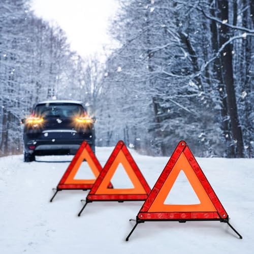 Fasmov 3 Pack Emergency Warning Triangle Kit, High Visibility Reflective Safety - Image 6