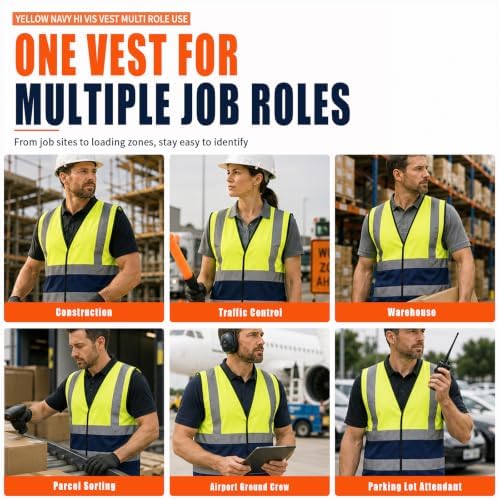 AYKRM 12 colour High visibility viz vest hi vis viz reflective work - Image 4