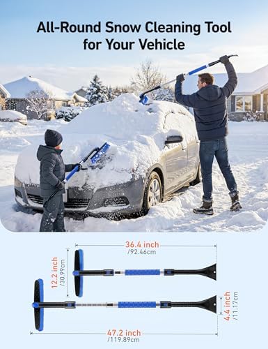 AstroAI 46" Extendable 2-in-1 Snow Brush & Ice Scrapers - Image 3