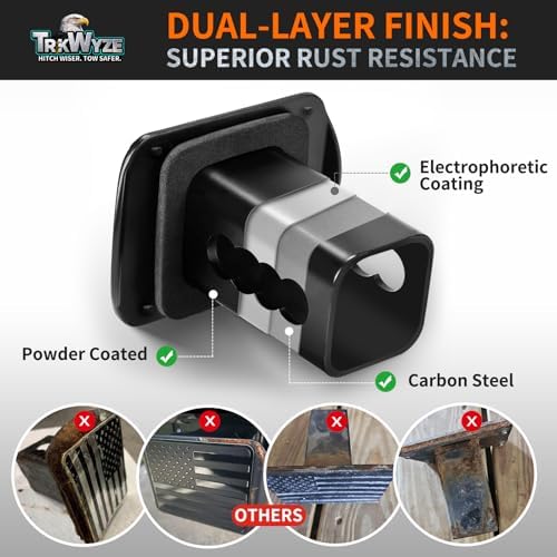 Steel Hitch Cover, Riveted Stainless Steel Flag, Car Wash Safe - Image 3