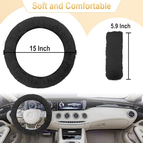 BFXM 3 PCS Fluffy Steering Wheel Cover Set - Image 2