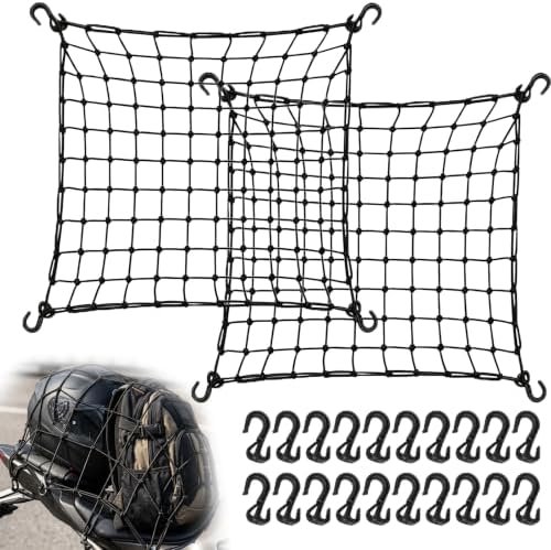 Hitro 2 Pack Small Motorcycle Cargo Net 15"x15" Bungee Net by HITRO