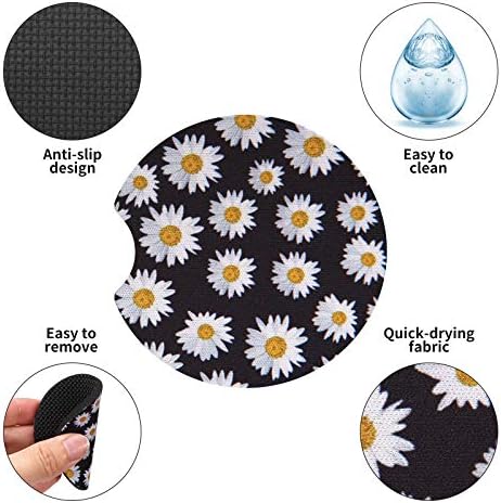 tifanso 2PCS Daisy Non-Slip Car Cup Holder Coasters - Image 3