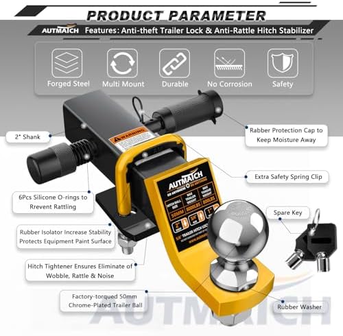 AUTMATCH Trailer Hitch Ball Mount - Image 4