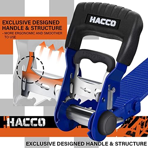 HACCOPLANET 1.6in Heavy Duty Ratchet Tie Down Straps 4PK - Image 2