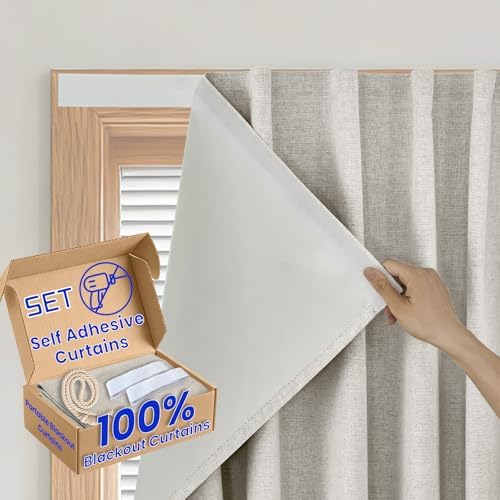 100% Blackout Self Adhesive Portable Curtains by Sovtfides