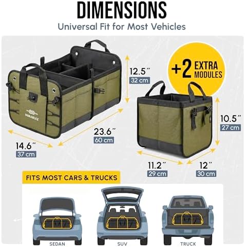 5-Section Extra Large Heavy Duty Trunk Organizer, Military Green - Image 2