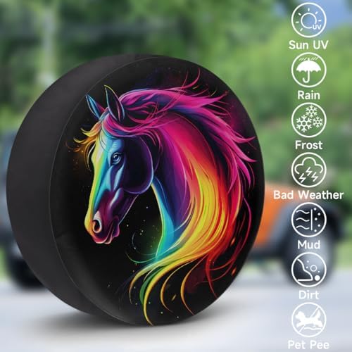 Rainbow Horse Spare Tire Cover Dust-Proof Wheel Protector - Image 3