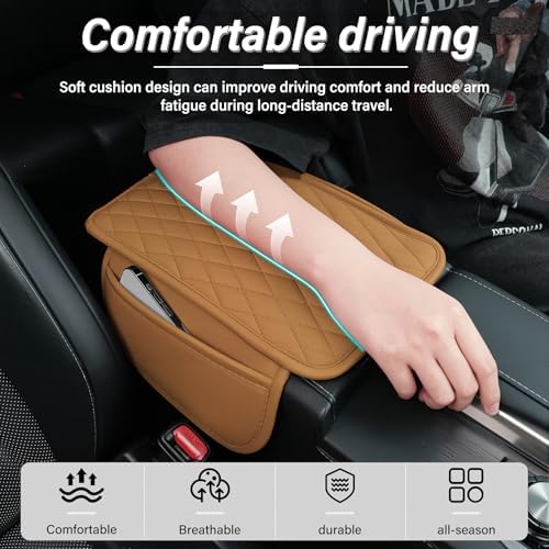 Amiss Car Center Console Cover, Upgraded Leather Car Armrest Cushion - Image 6
