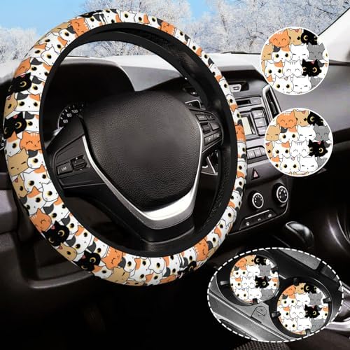 Cat Steering Wheel Cover for Women Men by Olemier