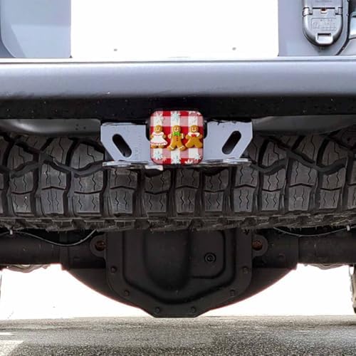 2 Inch Gingerbread Trailer Hitch Cover, Christmas Gingerbread Buffalo Plaid - Image 6