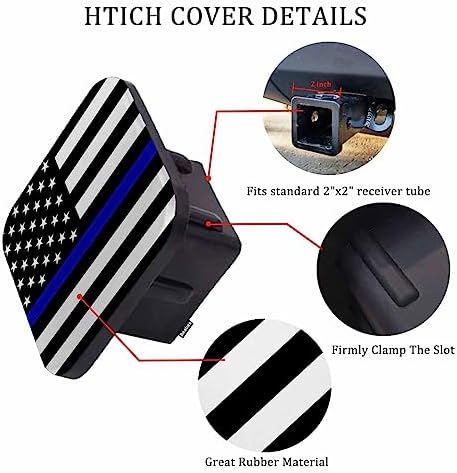 Trailer Hitch Receiver Covers Thin Blue Line American Flag Hitch Cover Protector - Image 3