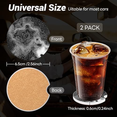 2 Pack Ceramic Car Coasters for Cup Holder, 2.56 in Anti Slip Absorbent Coaster - Image 4