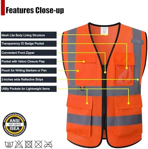 Safety Vest for Men Women Hi Vis Vest - Image 2