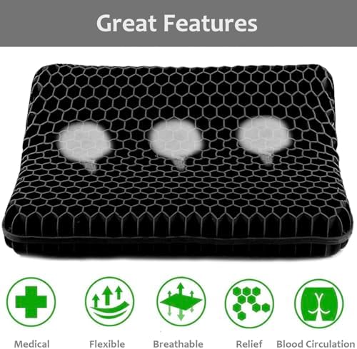 Gel Seat Cushion for Long Sitting, Super Large Gel Cushion Chair Pads - Image 2