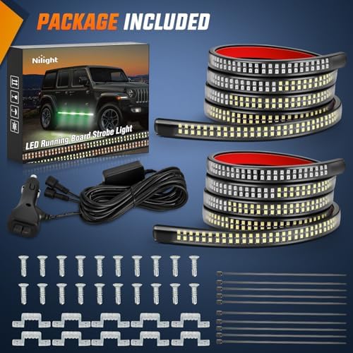Nilight 2PCS 70 Inch Running Board LED Lights Strip Green White - Image 6