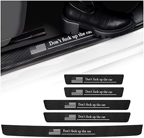 5PCS Car Door Sill Protector, Carbon Fiber Sport Threshold/Rear Bumper Guard by Turcee