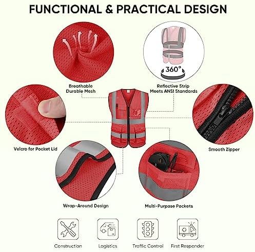 TICONN High Visibility Reflective Safety Vest - Image 2