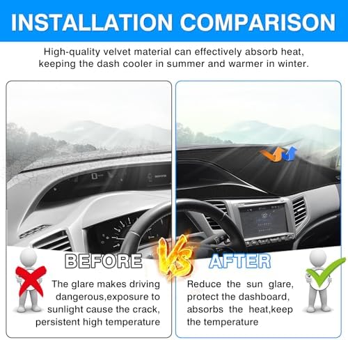 Autorder Dashboard Cover Mat for Honda Civic 2012-2015 Accessories Dash Cover - Image 3