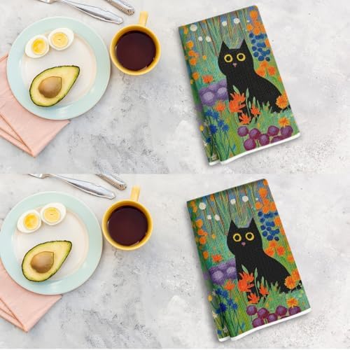 2 Pcs Cat Flower Kitchen Towels, Cute Cats Gifts - Image 7