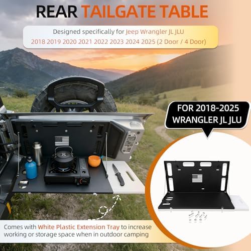 Tailgate Table for Jeep Wrangler JL JLU 2018-2025, Fold Down Rear Tailgate Table - Image 2