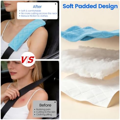 Amooca 2 Pack Seat Belt Covers Soft Shoulder Pad - Image 2
