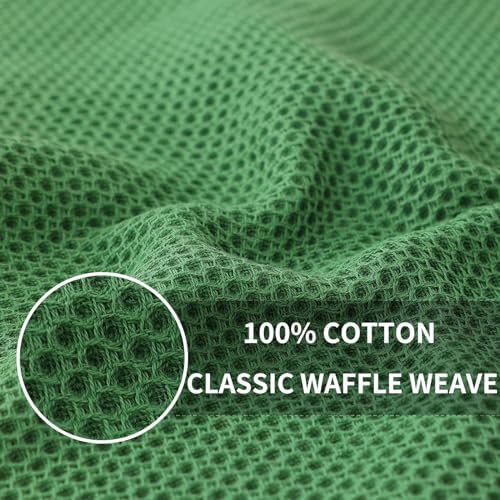Homaxy 100% Cotton Waffle Weave Kitchen Dish Towels 12-Pack, Grass Green - Image 2