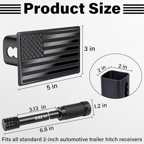 2" American Flag Hitch Cover, Metal Trailer Hitch Covers, Tow Hitch Covers - Image 2