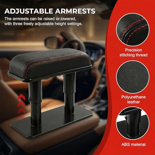 Car Armrest Pad, Ergonomic Adjustable Auto Arm Rest Cushion Elbow Support - Image 4