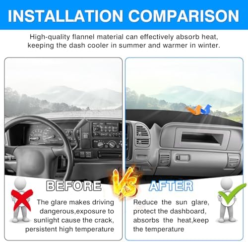 Autorder Dashboard Cover Mat for 1997-2000 Chevy Chevrolet Silverado/GMC Sierra - Image 3