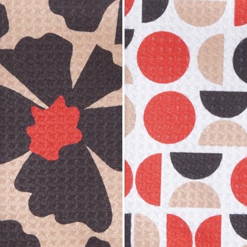 Ritz 6-Piece Flowers & Moons Microfiber Dish Cloth Set – Retro Mid-Century - Image 2