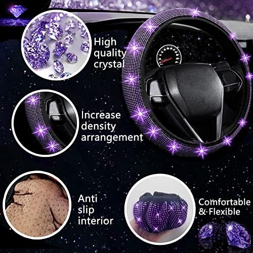 NBTEPEM 27 PCs Purple Violet Bling Car Accessories Set - Image 3