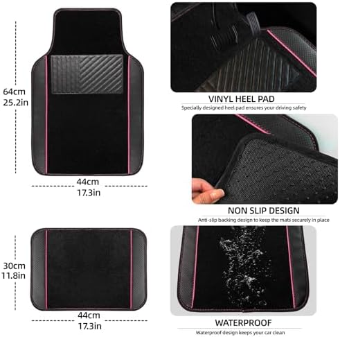 NBTEPEM 10 Pcs Car Floor Mats Full Set Car Accessories, Microfiber Leather - Image 4