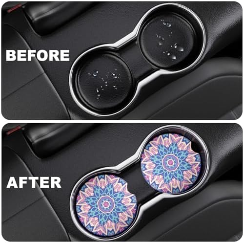 2 Pack Car Cup Holder Coasters, 2.63 inch Anti Slip Insert Absorbent Ceramic - Image 6
