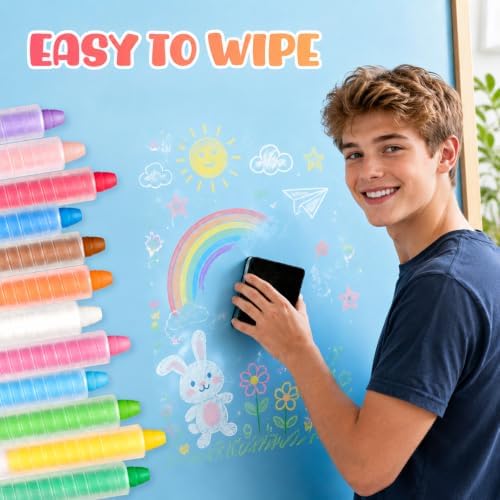 Avxdbr 12Pcs Chalk with Pen Sleeve Colored Twistable Chalk - Image 4