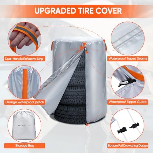 Tire Cover for Storage, 420D Waterproof Tire Stack Cover Holds 4 Tires 32in - Image 5