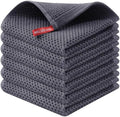 Kitinjoy 100% Cotton Waffle 6-Pack Kitchen Towels, Dark Grey by Kitinjoy